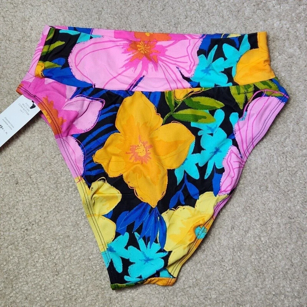 Sundazed Swim Bottom Cora High Waist Swimsuit Floral Print Bikini Tropical‎ Sz M